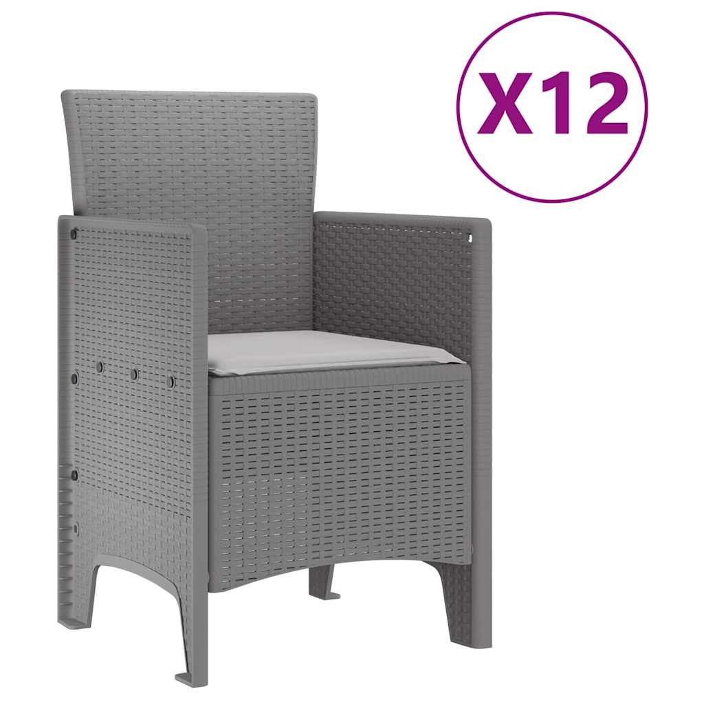 vidaXL Σέτ φαγητού για κήπο 13 pcs Ανοιχτό γκρι Rattan Polt