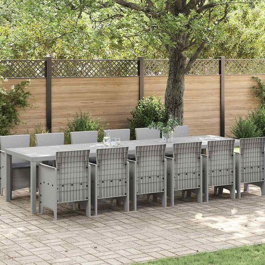 vidaXL Σέτ φαγητού για κήπο 13 pcs Ανοιχτό γκρι Rattan Polt