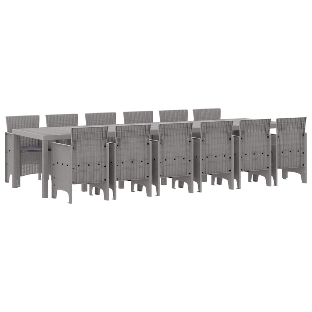 vidaXL Σέτ φαγητού για κήπο 13 pcs Ανοιχτό γκρι Rattan Polt