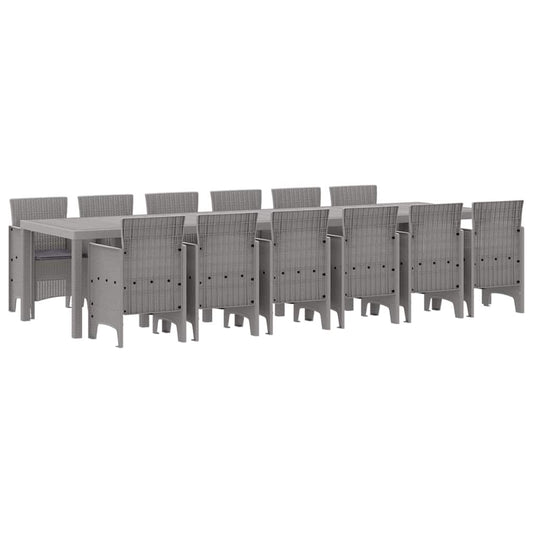 vidaXL Σέτ φαγητού για κήπο 13 pcs Ανοιχτό γκρι Rattan Polt
