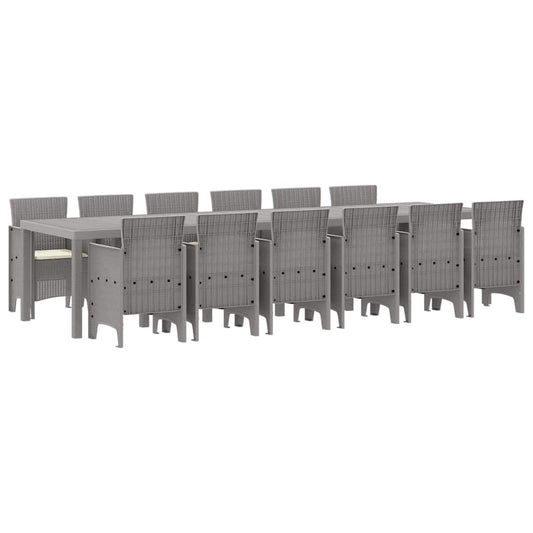 vidaXL Σέτ φαγητού για κήπο 13 pcs Ανοιχτό γκρι Rattan Polt