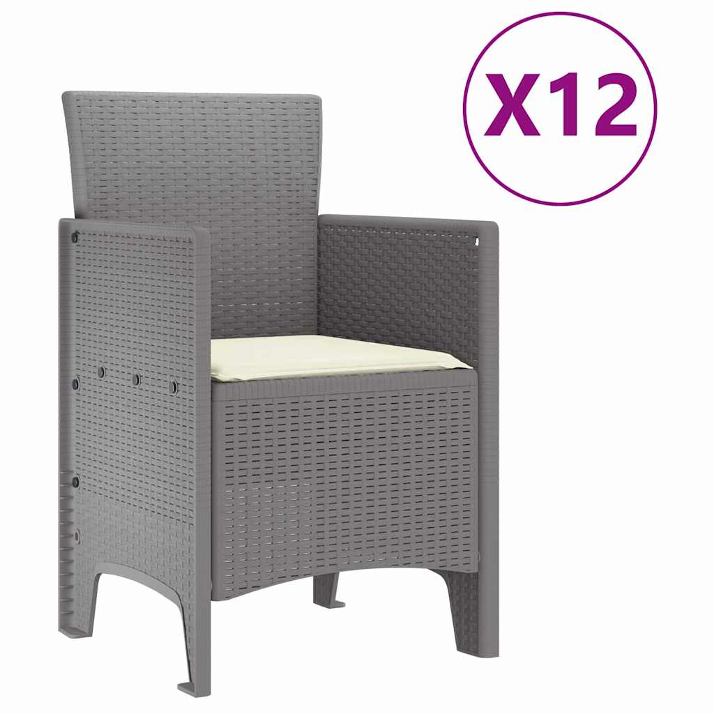 vidaXL Σέτ φαγητού για κήπο 13 pcs Ανοιχτό γκρι Rattan Polt