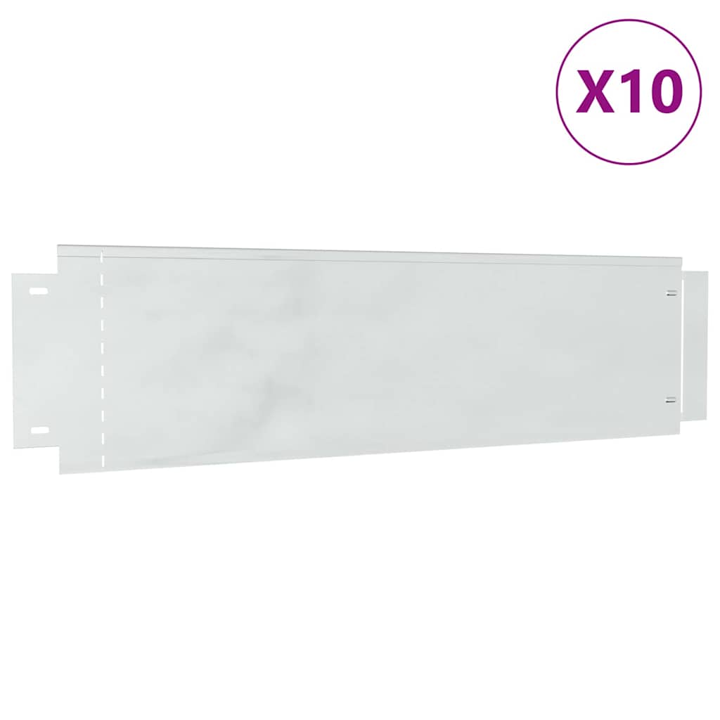 vidaXL Περιγράμματα γκαζόν 10 pcs Ασημί 100 x 25 x 0.07 εκ.