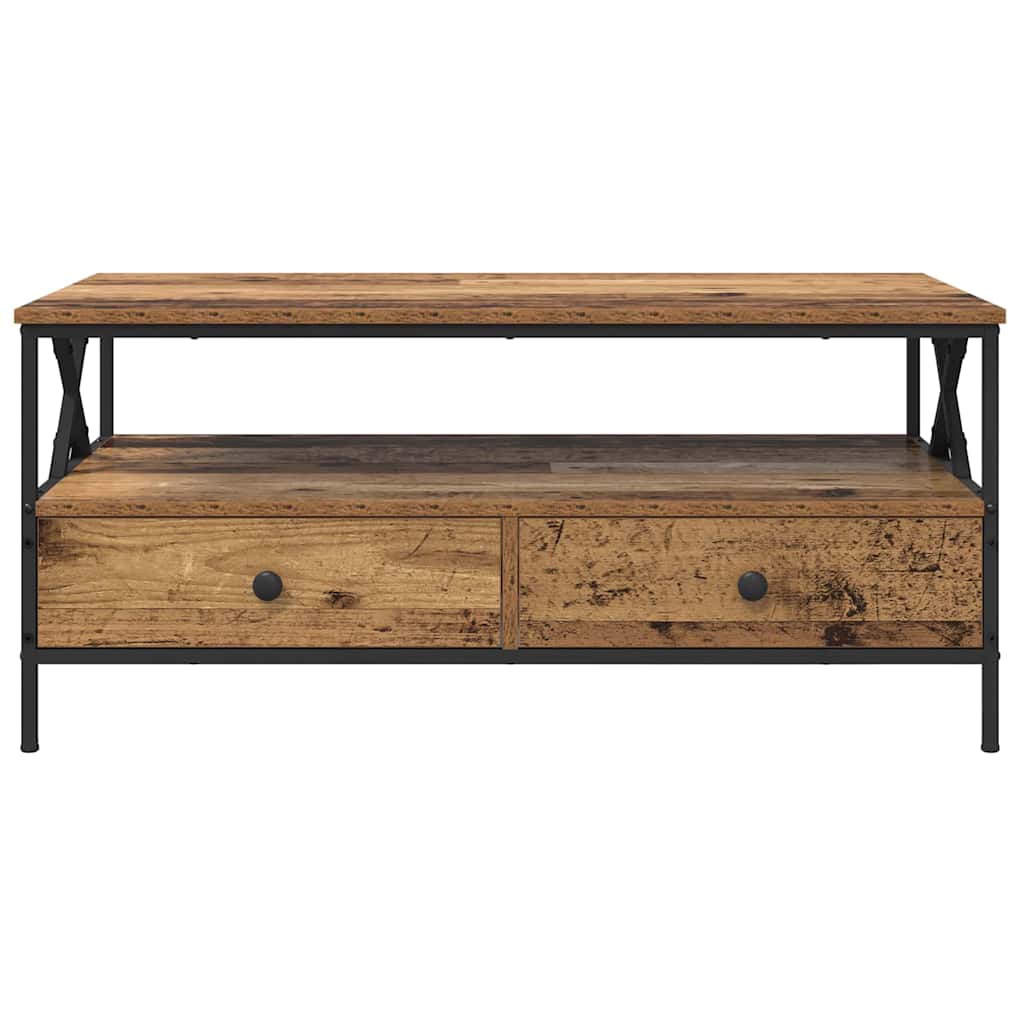 vidaXL Τραπεζάκι σαλονιού with Drawer Παλαιό ξύλο 100 x 51 x 45 cm