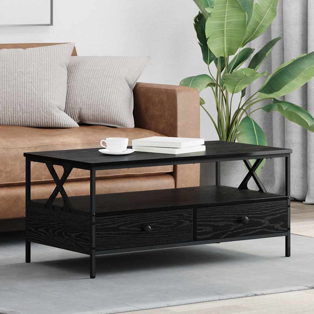 vidaXL Τραπεζάκι σαλονιού with Drawer Μαύρη δρυς 100 x 51 x 45 cm