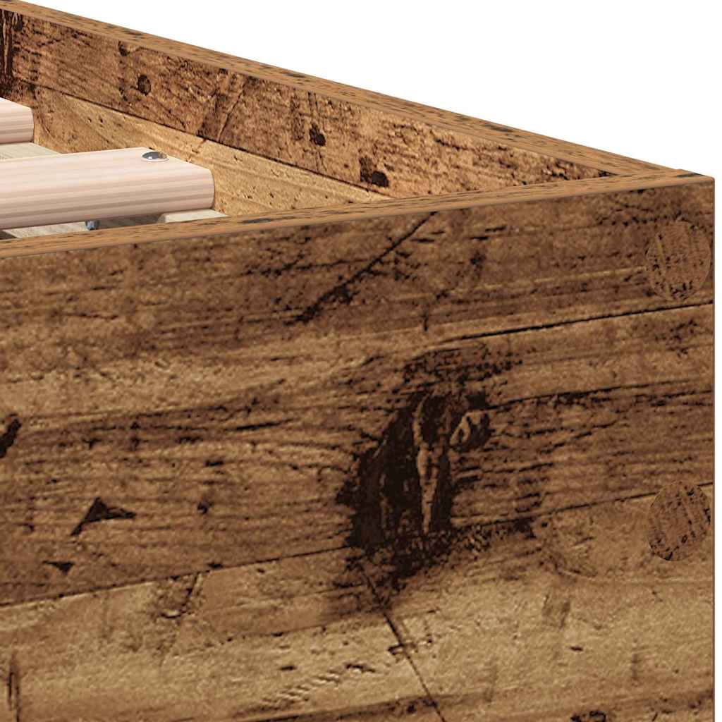 vidaXL Σκελετός Κρεβατιού με κεφαλάρι Παλιό ξύλο 203 x 95 x 70 εκ