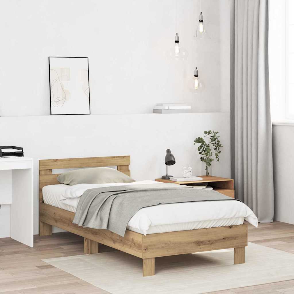 vidaXL Σκελετός Κρεβατιού με κεφαλάρι Artisan Oak 193 x 95 x 88 εκ