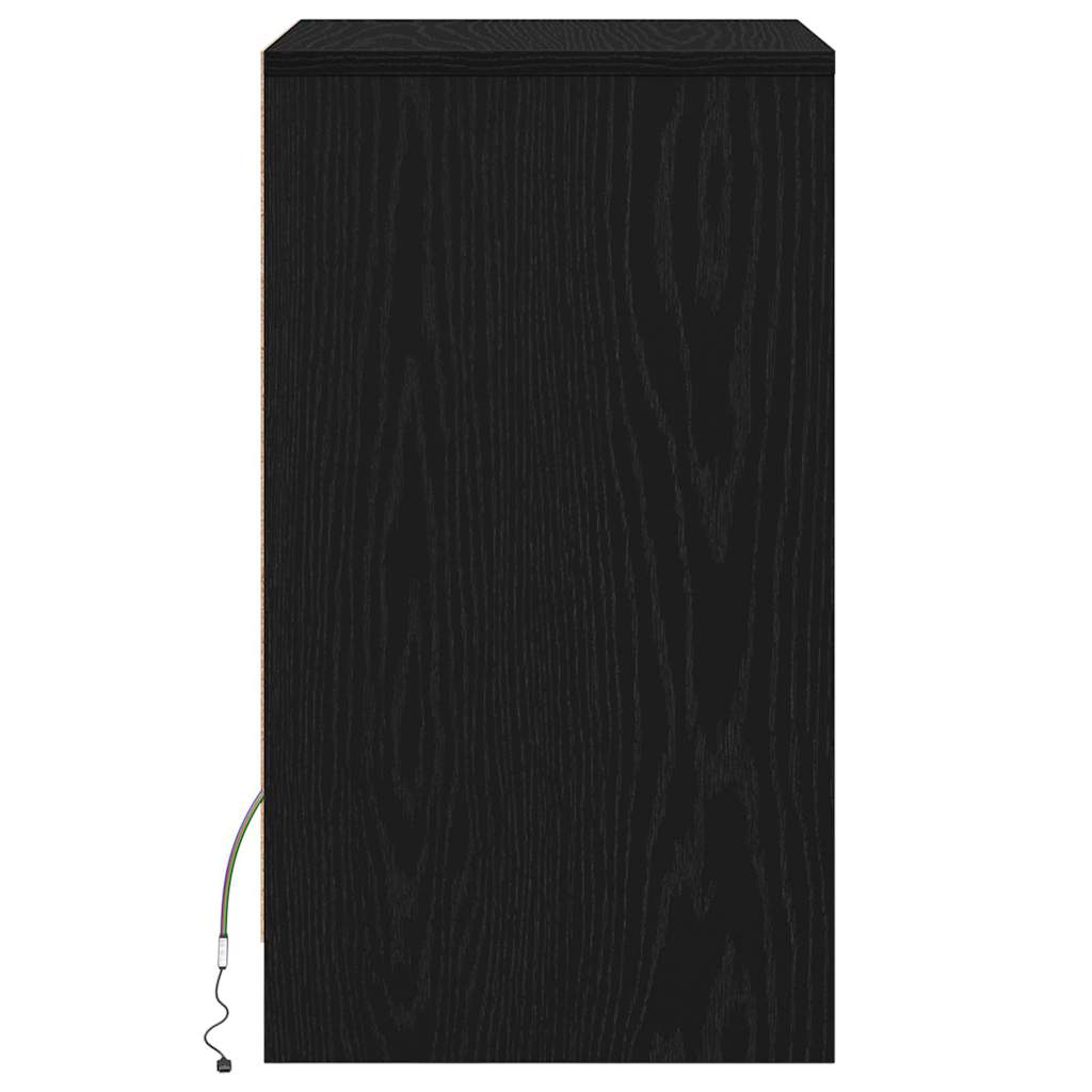 vidaXL LED Κρεβατάκι Ντουλάπα 2 pcs Μαύρη δρυς 38 x 34 x 61 εκ.