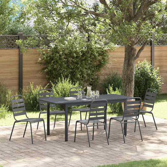 vidaXL Σέτ φαγητού για κήπο 7 pcs Ανθρακί Ατσάλι με Πούδρα