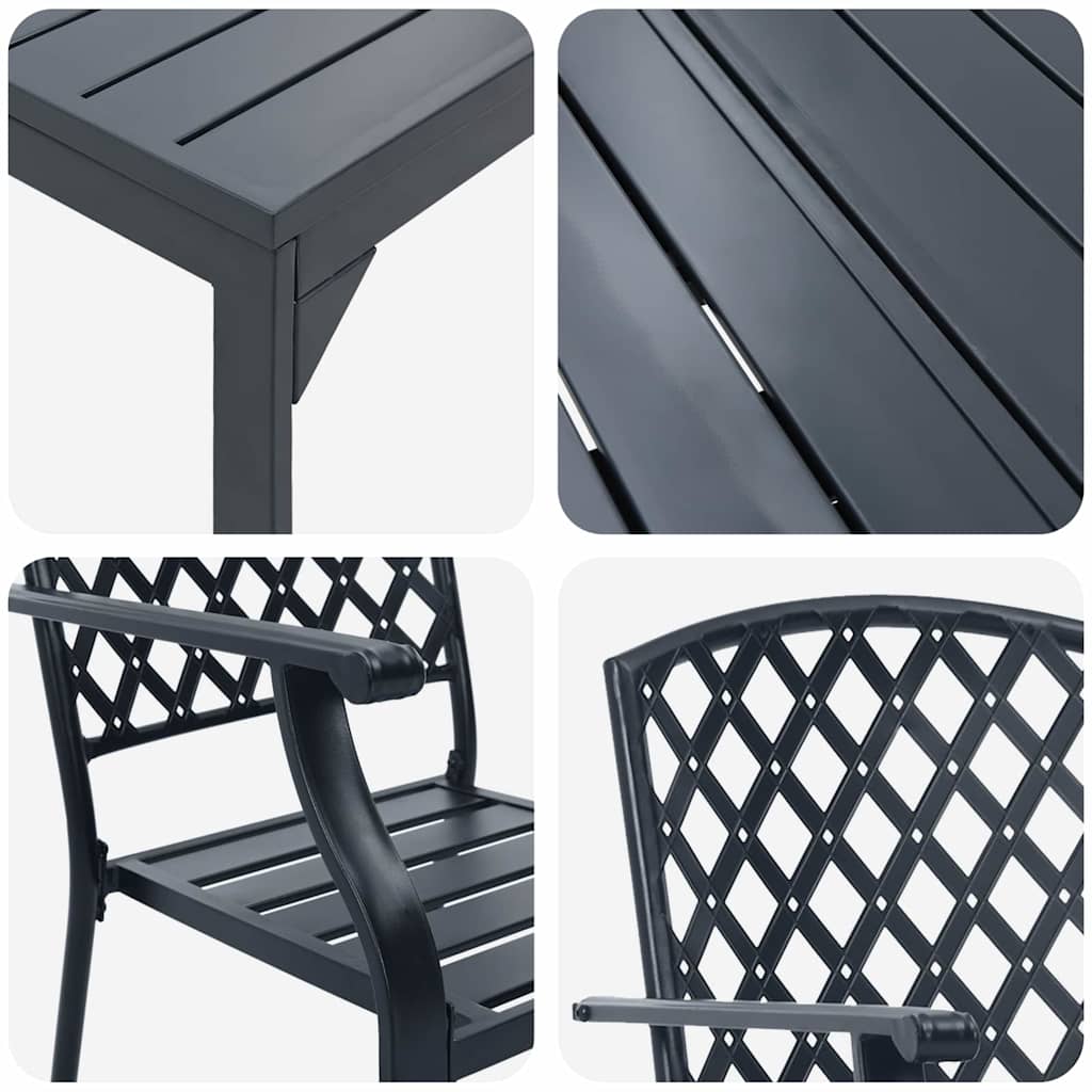 vidaXL Σετ Σαλονιού Κήπου 7 pcs Ανθρακί Κανονικό Μέταλλο
