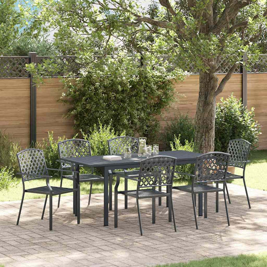 vidaXL Σετ Σαλονιού Κήπου 7 pcs Ανθρακί Κανονικό Μέταλλο