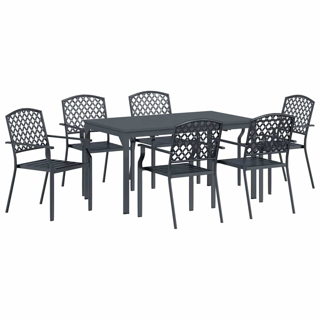 vidaXL Σετ Σαλονιού Κήπου 7 pcs Ανθρακί Κανονικό Μέταλλο