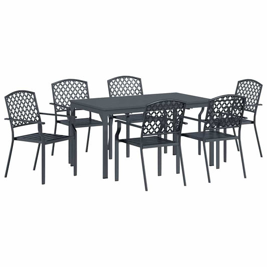 vidaXL Σετ Σαλονιού Κήπου 7 pcs Ανθρακί Κανονικό Μέταλλο