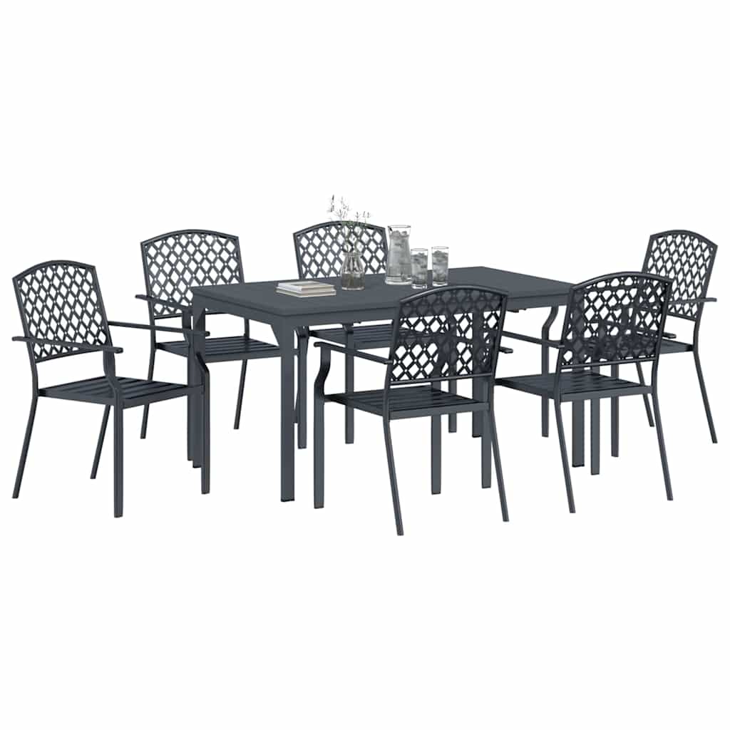 vidaXL Σετ Σαλονιού Κήπου 7 pcs Ανθρακί Κανονικό Μέταλλο