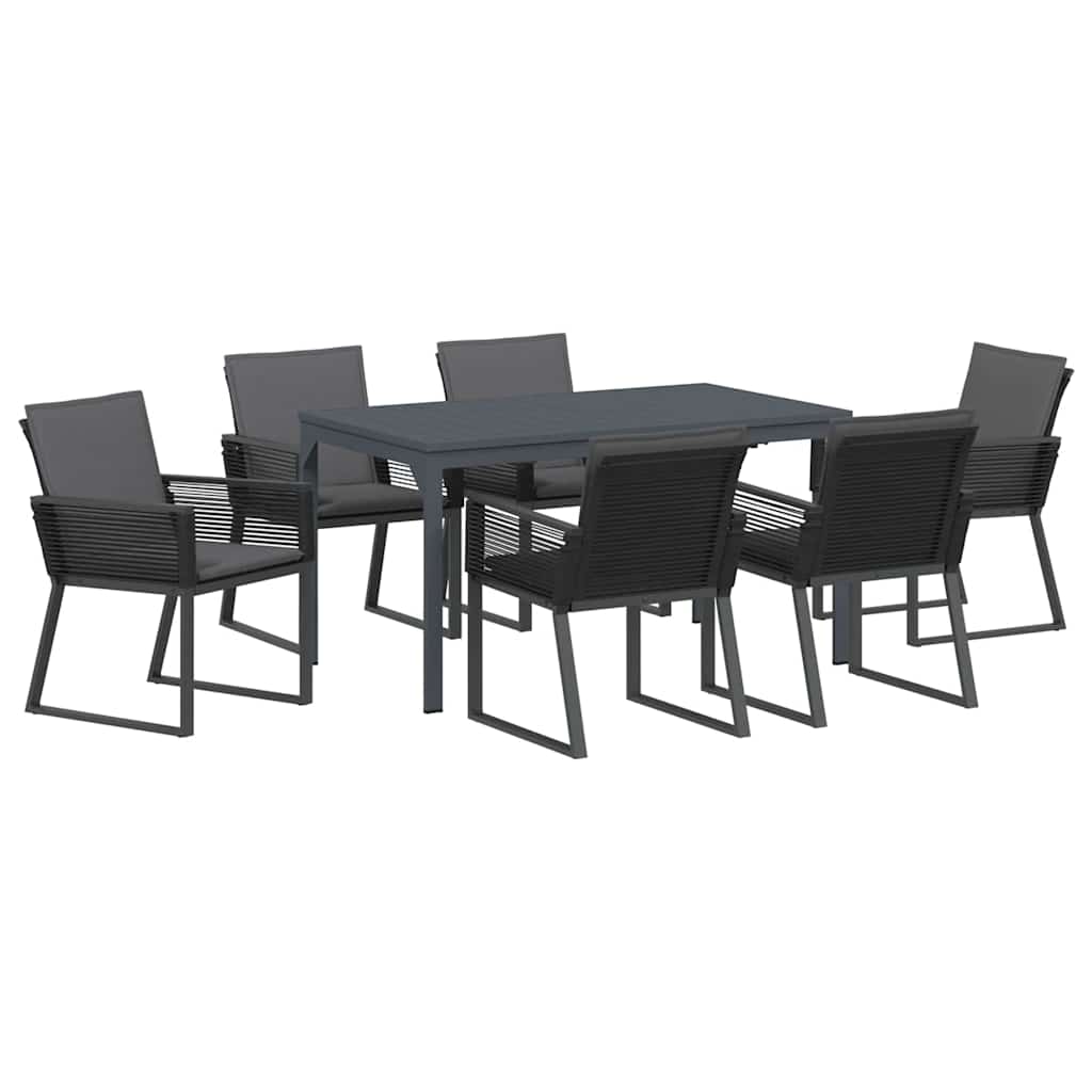 vidaXL Σέτ φαγητού για κήπο 7 pcs Ανθρακί συνθετικό ρατάν