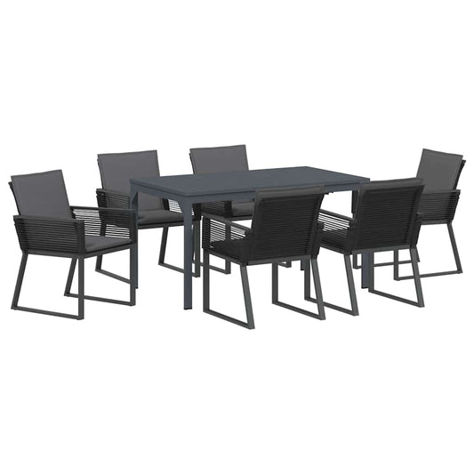 vidaXL Σέτ φαγητού για κήπο 7 pcs Ανθρακί συνθετικό ρατάν