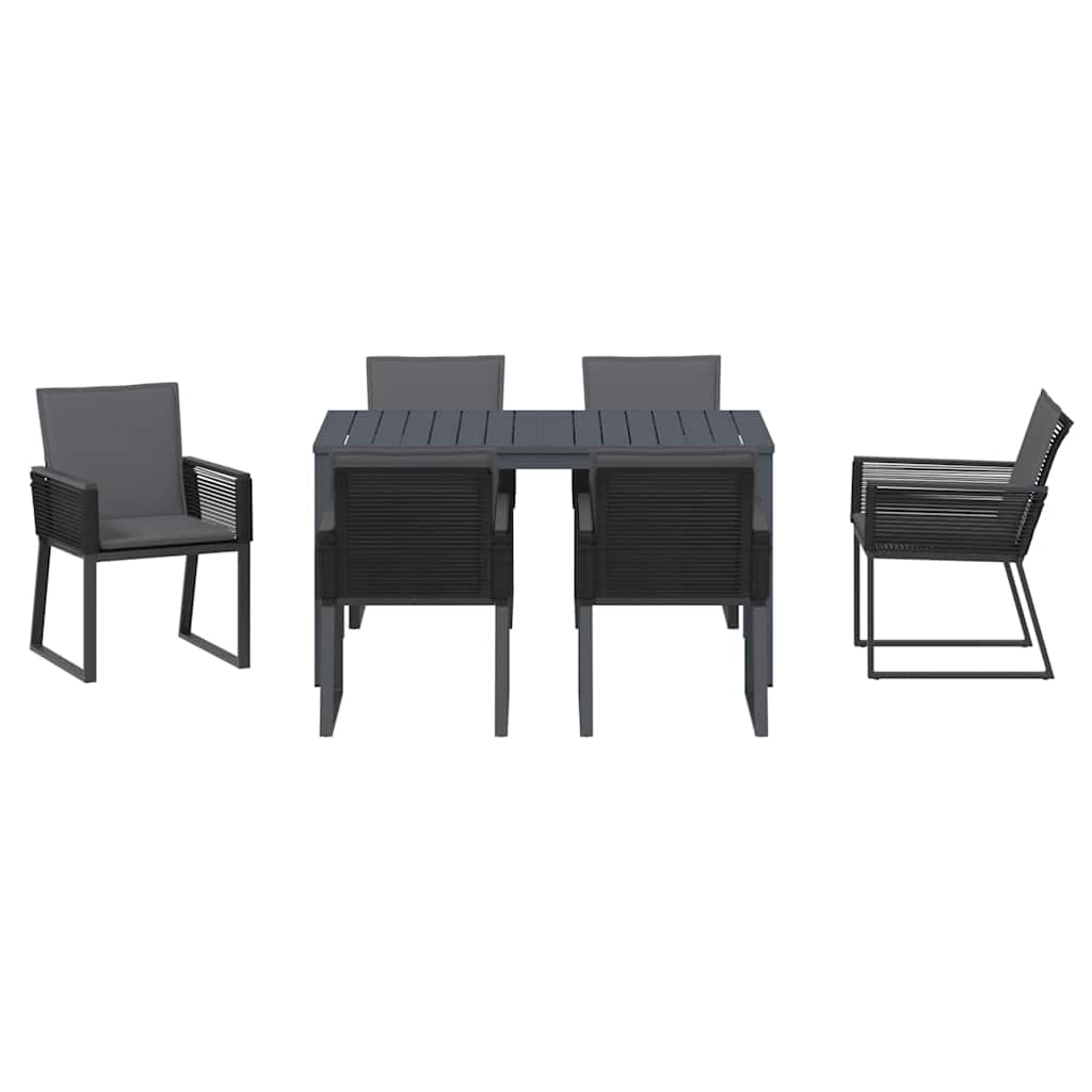 vidaXL Σέτ φαγητού για κήπο 7 pcs Ανθρακί συνθετικό ρατάν