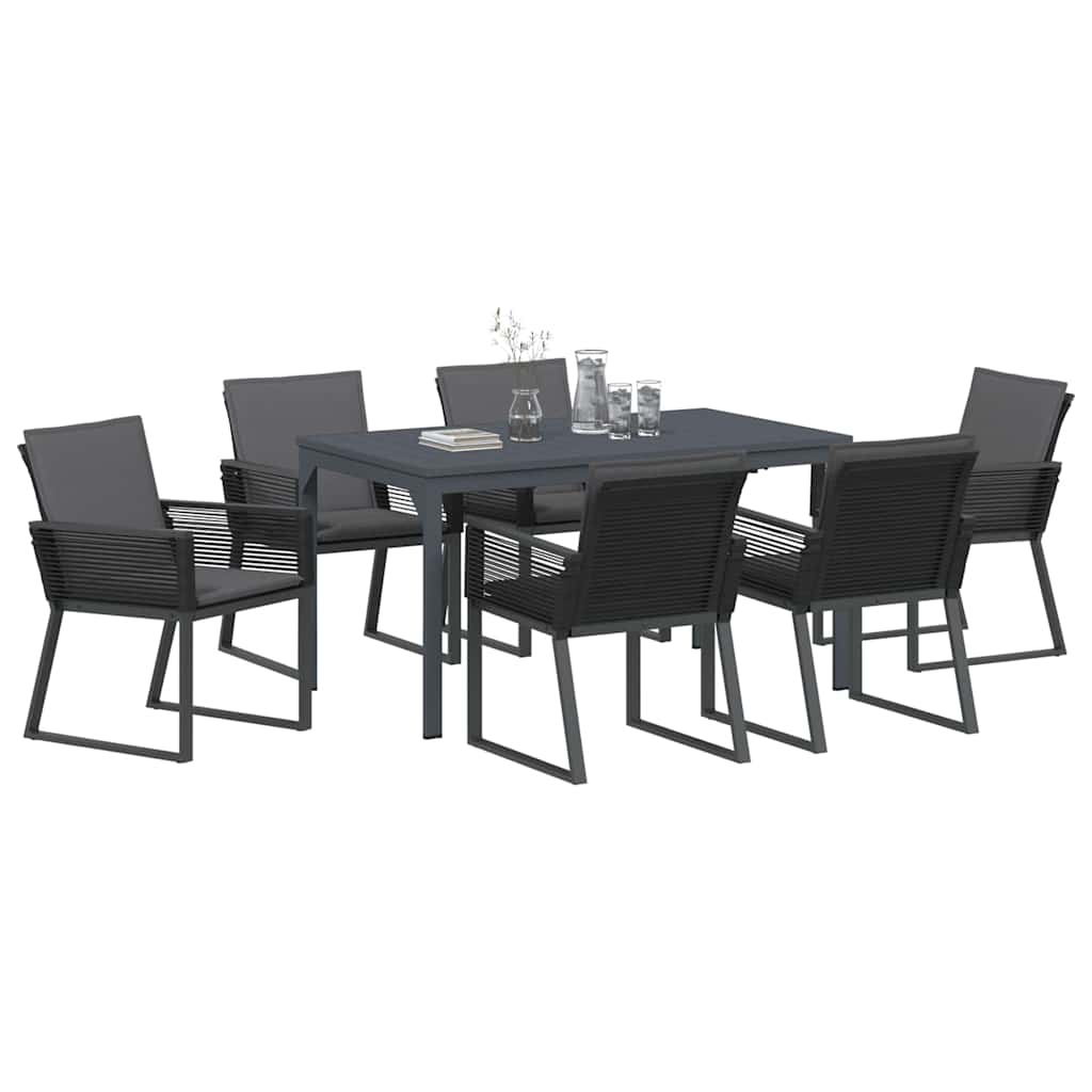 vidaXL Σέτ φαγητού για κήπο 7 pcs Ανθρακί συνθετικό ρατάν