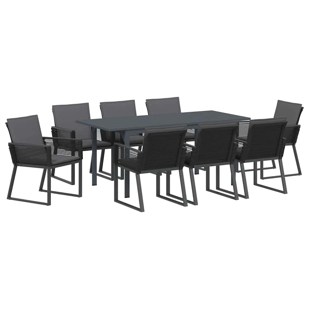vidaXL Σέτ φαγητού για κήπο 9 pcs Ανθρακί Ατσάλι και πολυ-ρατάν