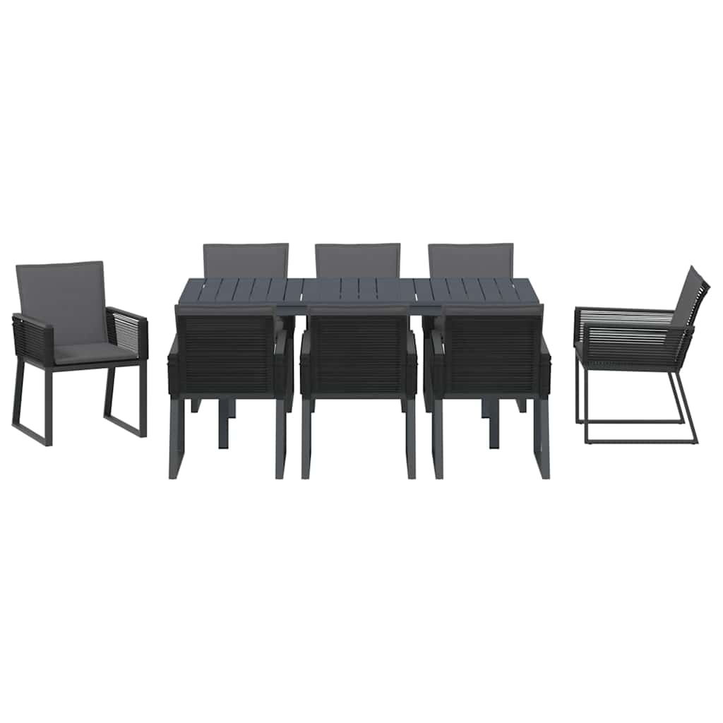 vidaXL Σέτ φαγητού για κήπο 9 pcs Ανθρακί Ατσάλι και πολυ-ρατάν