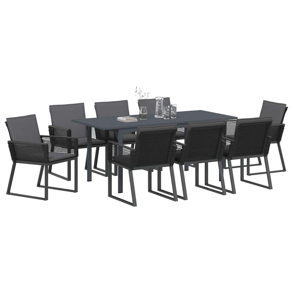 vidaXL Σέτ φαγητού για κήπο 9 pcs Ανθρακί Ατσάλι και πολυ-ρατάν