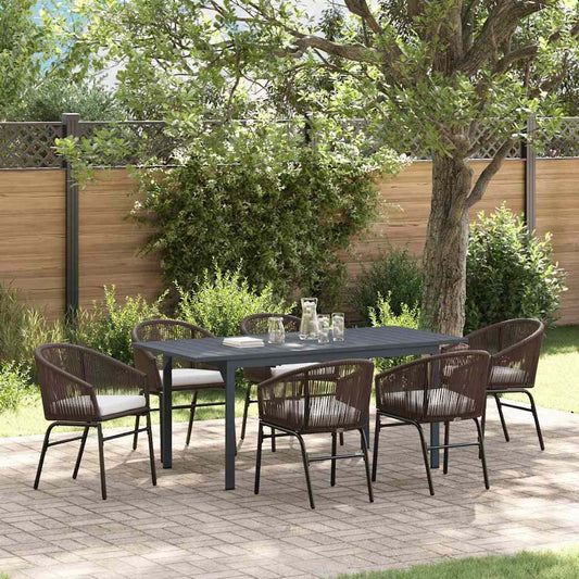 vidaXL Σέτ φαγητού για κήπο 7 pcs Καφέ συνθετικό ρατάν
