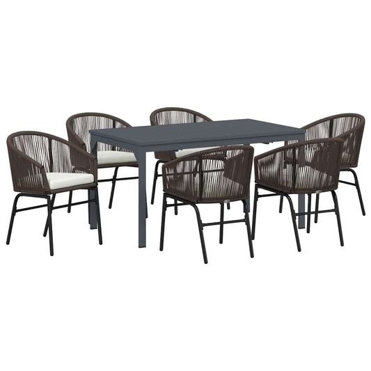 vidaXL Σέτ φαγητού για κήπο 7 pcs Καφέ συνθετικό ρατάν