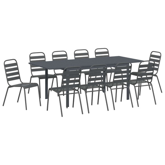 vidaXL Σέτ φαγητού για κήπο 11 pcs Ανθρακί Ατσάλι με Πούδρα