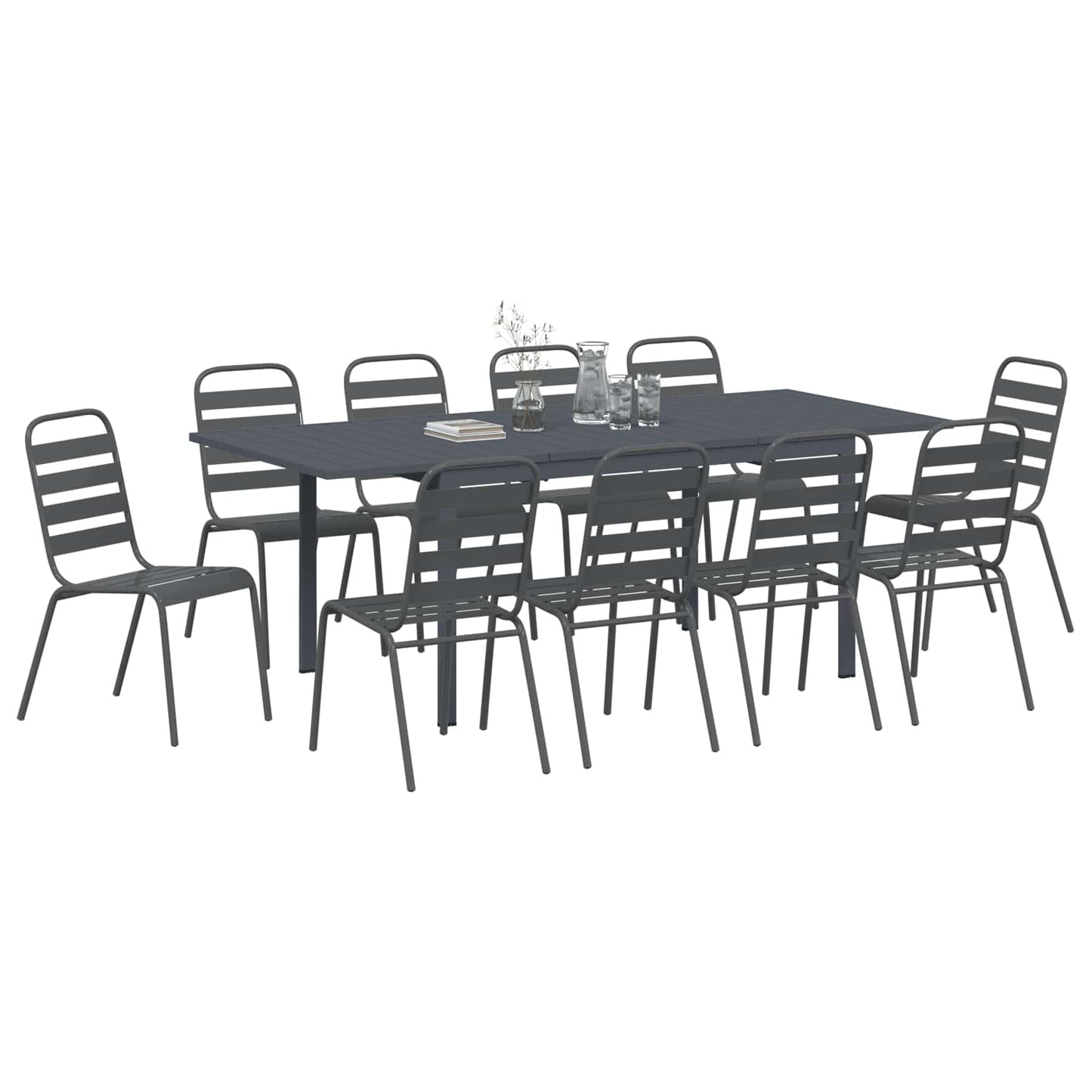 vidaXL Σέτ φαγητού για κήπο 11 pcs Ανθρακί Ατσάλι με Πούδρα