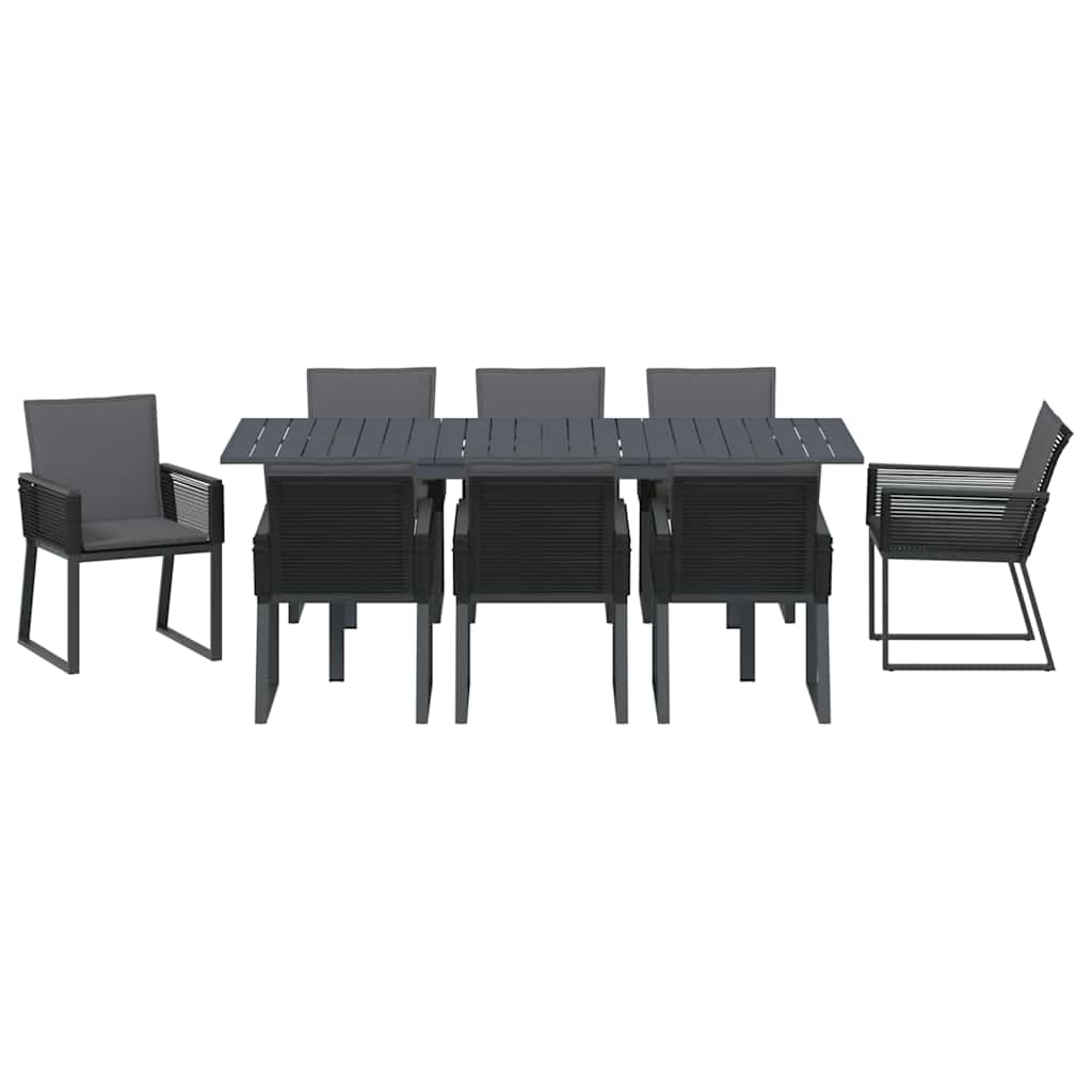 vidaXL Σέτ φαγητού για κήπο 9 pcs Μαύρο Πολυ ράταν