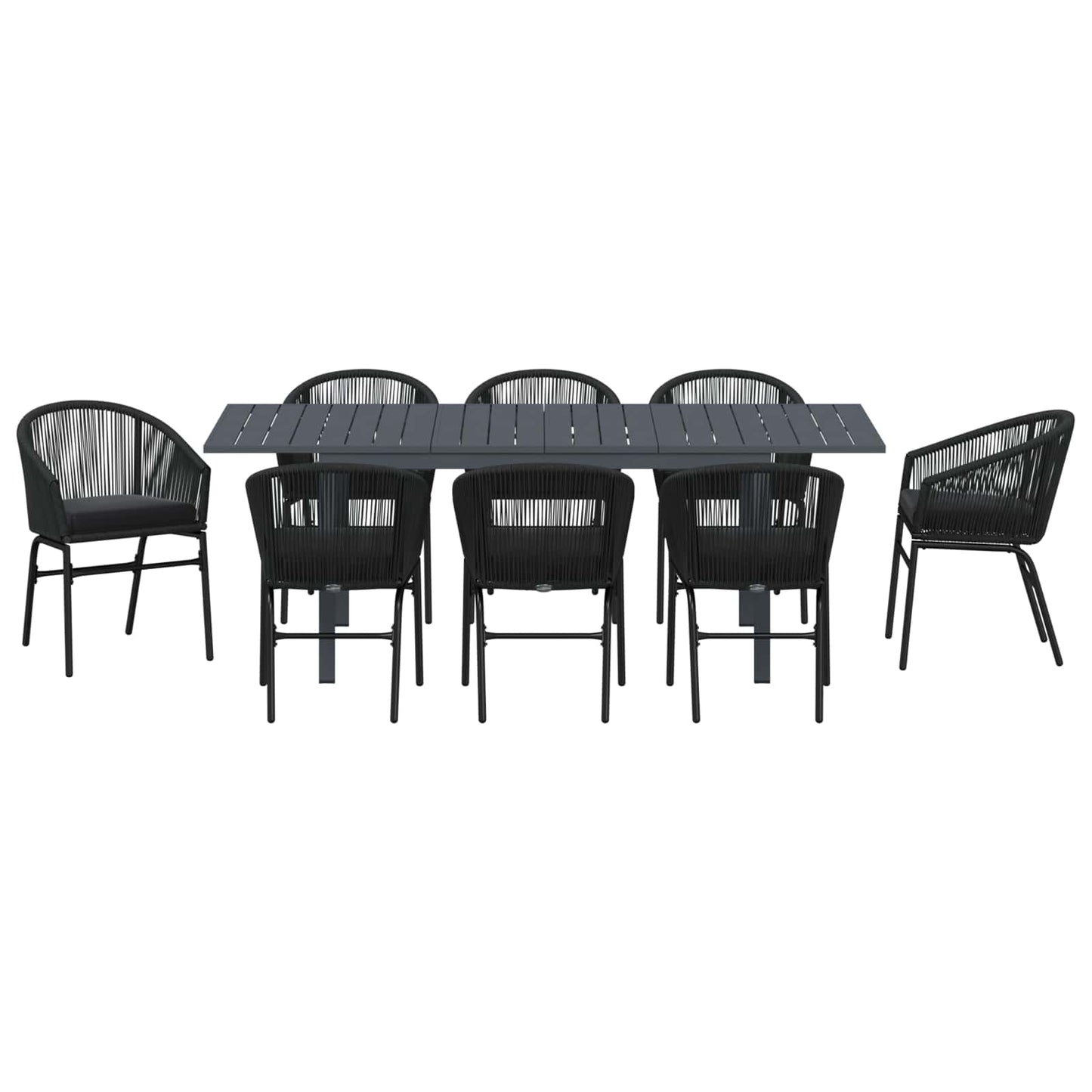 vidaXL Σέτ φαγητού για κήπο 9 pcs Μαύρο Πολυ ράταν