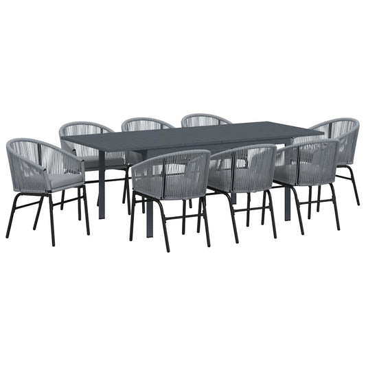 vidaXL Σετ Εξωτερικής Τραπεζαρίας 9 pcs Γκρι Large