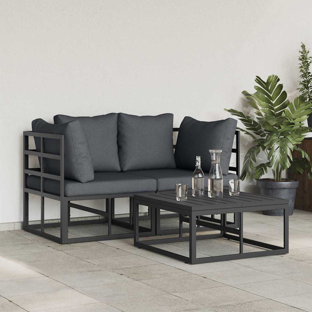 vidaXL Σετ Καναπέ Κήπου 3 pcs Μαύρο 70 x 70 x 32 εκ Αλουμίνιο