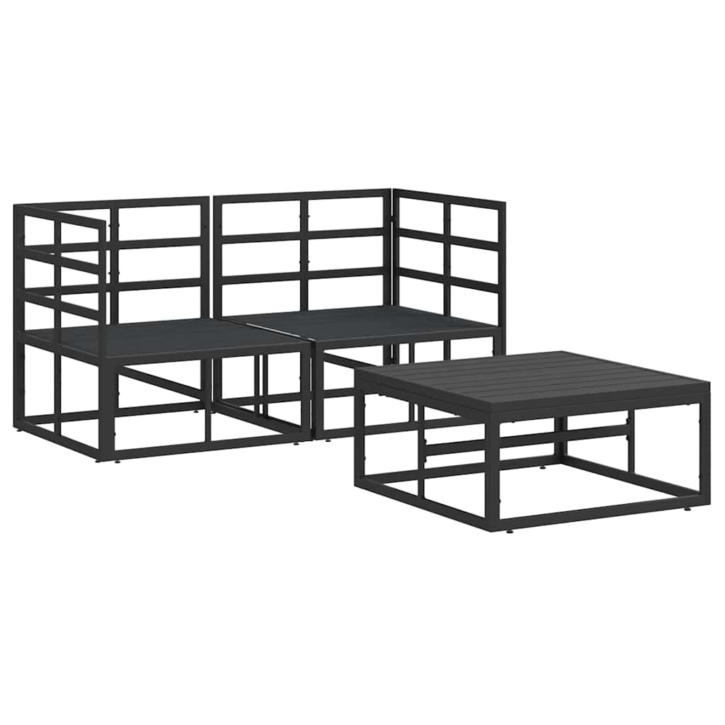 vidaXL Σετ Καναπέ Κήπου 3 pcs Μαύρο 70 x 70 x 32 εκ Αλουμίνιο