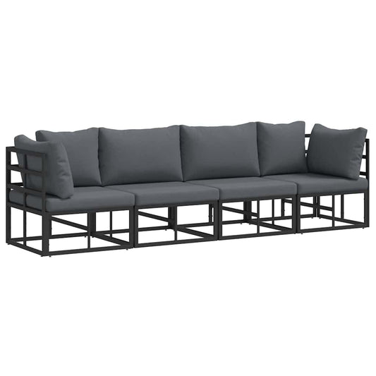 vidaXL Σετ Καναπέ Κήπου 4 pcs Μαύρο 283 x 71.5 x 71 εκ. Αλουμίνιο