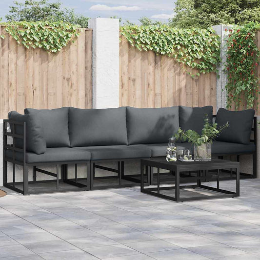 vidaXL Σετ Καναπέ Κήπου 5 pcs Μαύρο 70 x 70 x 32 εκ Αλουμίνιο