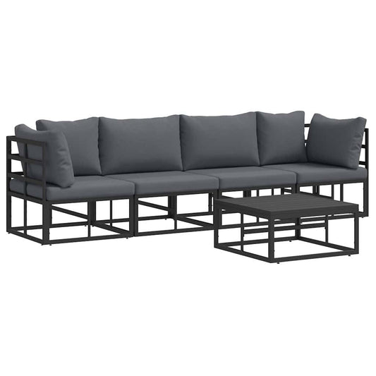 vidaXL Σετ Καναπέ Κήπου 5 pcs Μαύρο 70 x 70 x 32 εκ Αλουμίνιο