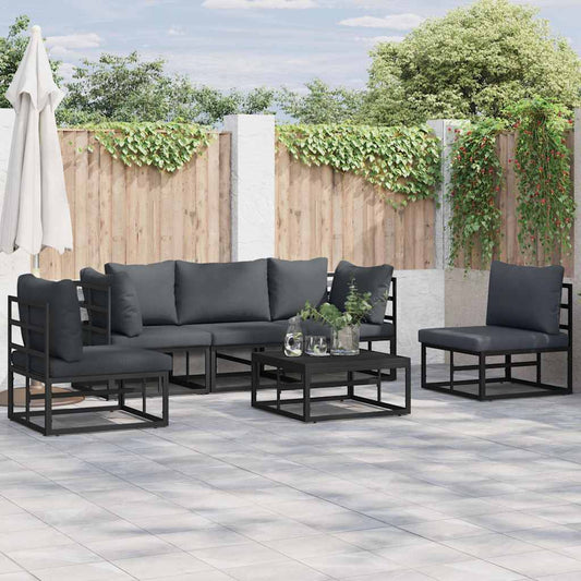 vidaXL Σετ Καναπέ Κήπου με μαξιλάρι 5 pcs Μαύρο Αλουμίνιο