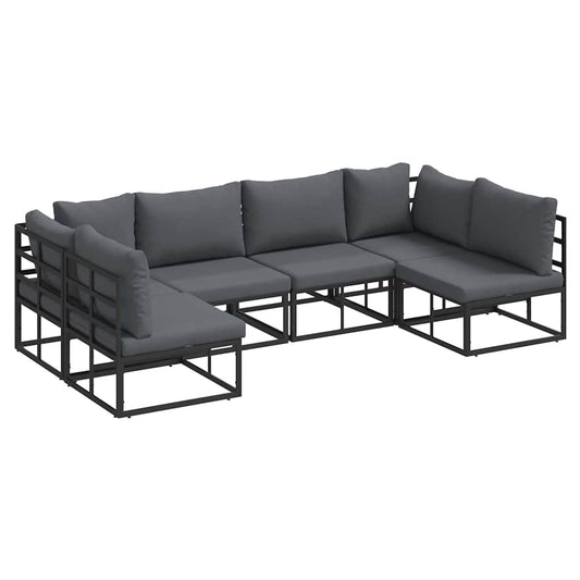 vidaXL Σετ Καναπέ Κήπου 6 pcs Μαύρο 283 x 141.5 x 71 εκ Αλουμίνιο
