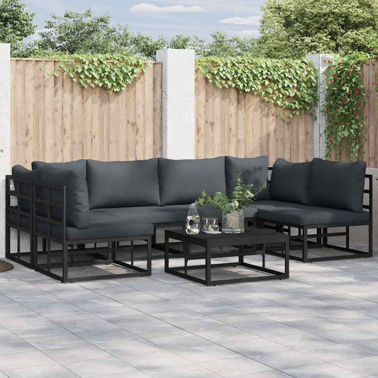 vidaXL Σετ Καναπέ Κήπου 7 pcs Μαύρο 70 x 70 x 32 εκ Αλουμίνιο