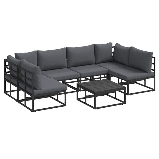 vidaXL Σετ Καναπέ Κήπου 7 pcs Μαύρο 70 x 70 x 32 εκ Αλουμίνιο