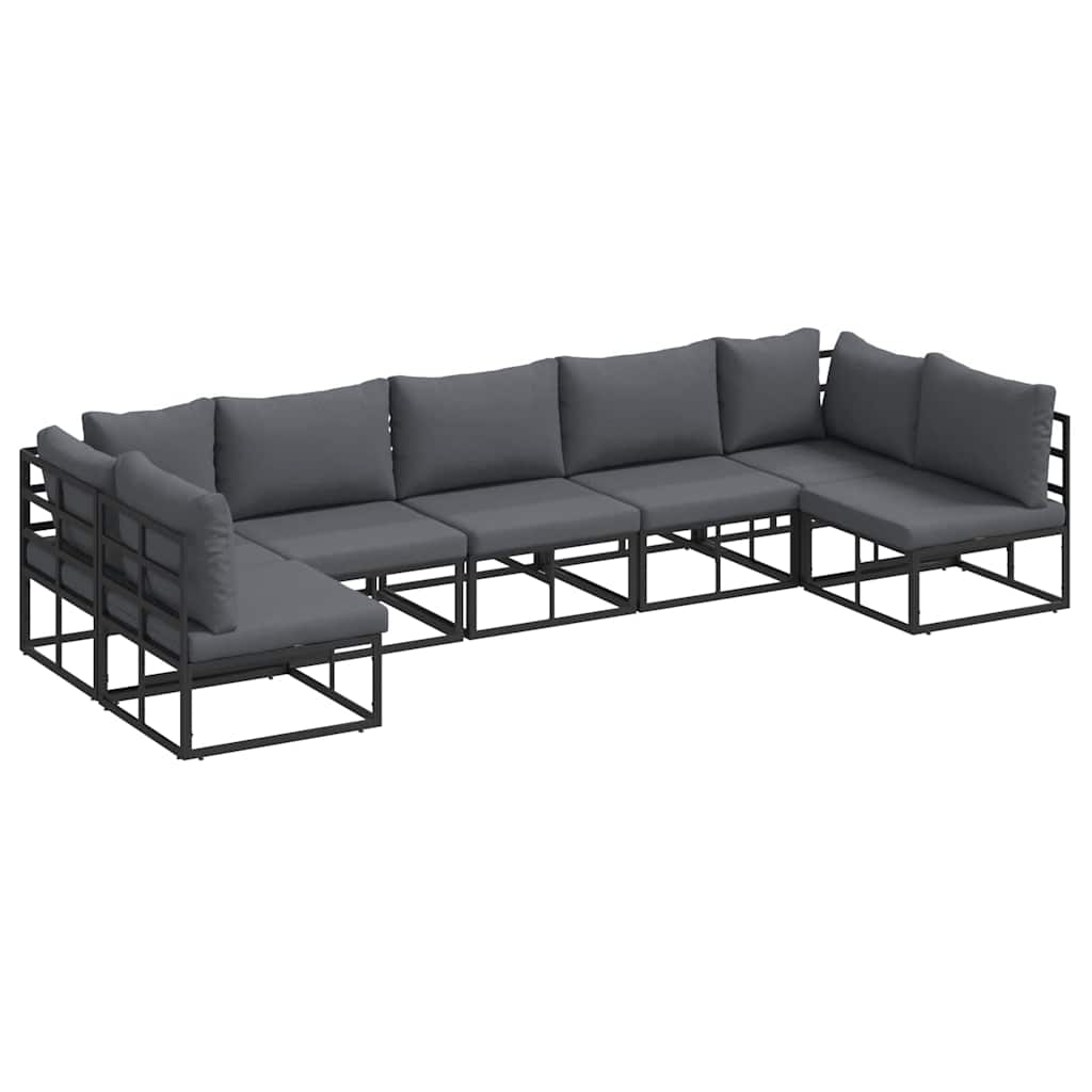 vidaXL Σετ Καναπέ Κήπου 7 pcs Μαύρο 353 x 141.5 x 71 εκ Αλουμίνιο