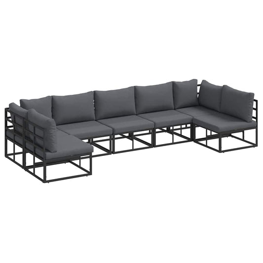 vidaXL Σετ Καναπέ Κήπου 7 pcs Μαύρο 353 x 141.5 x 71 εκ Αλουμίνιο