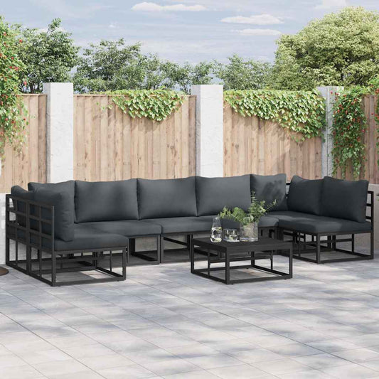 vidaXL Σετ Καναπέ Κήπου 8 pcs Μαύρο 70 x 70 x 32 εκ Αλουμίνιο