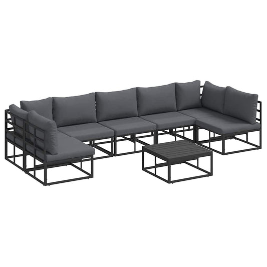 vidaXL Σετ Καναπέ Κήπου 8 pcs Μαύρο 70 x 70 x 32 εκ Αλουμίνιο
