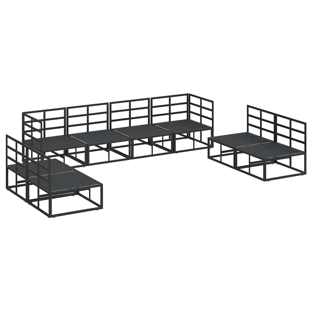 vidaXL Σετ Καναπέ Κήπου 8 pcs Μαύρο 283 x 71.5 x 71 εκ. Αλουμίνιο