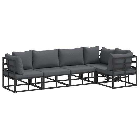 vidaXL Σετ Καναπέ Κήπου 5 pcs Μαύρο 283 x 143 x 71 εκ. Αλουμίνιο