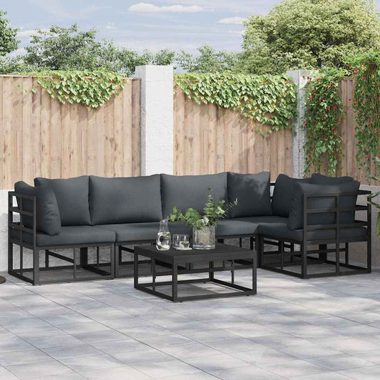 vidaXL Σετ Καναπέ Κήπου 6 pcs Μαύρο 70 x 70 x 32 εκ Αλουμίνιο