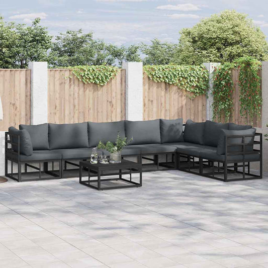 vidaXL Σετ Καναπέ Κήπου 8 pcs Μαύρο 70 x 70 x 32 εκ Αλουμίνιο