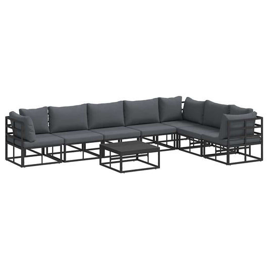 vidaXL Σετ Καναπέ Κήπου 8 pcs Μαύρο 70 x 70 x 32 εκ Αλουμίνιο